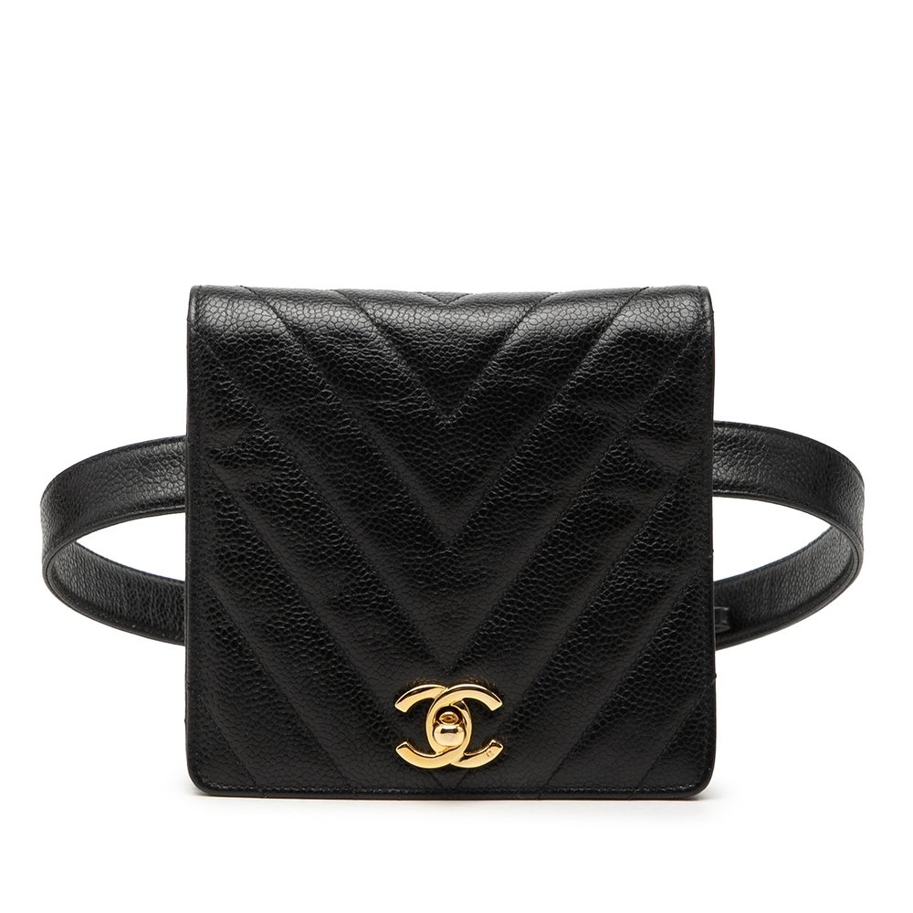 Pre-Loved Chanel CC Chevron Caviar Belt Bag